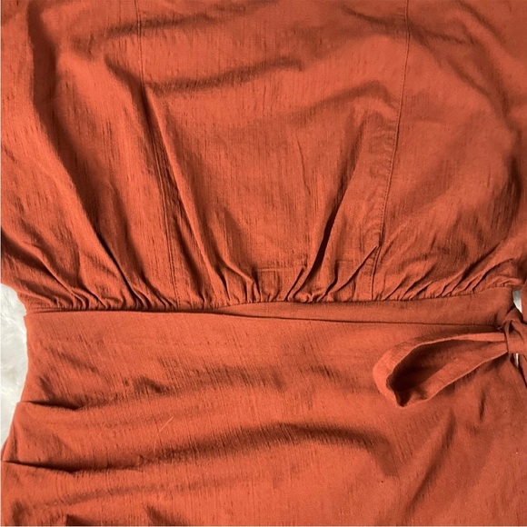 Free People Size S Rough‎ Rider Mini Wrap Dress Burnt Umber Open Back Stretch - Picture 4 of 12